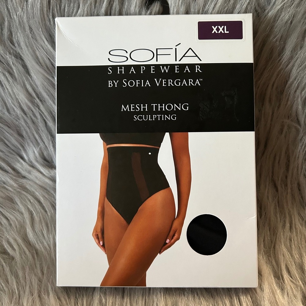 Sofia Shapewear By Sofia Vergara Mesh Thong Sculpting Womens Size XXL Black